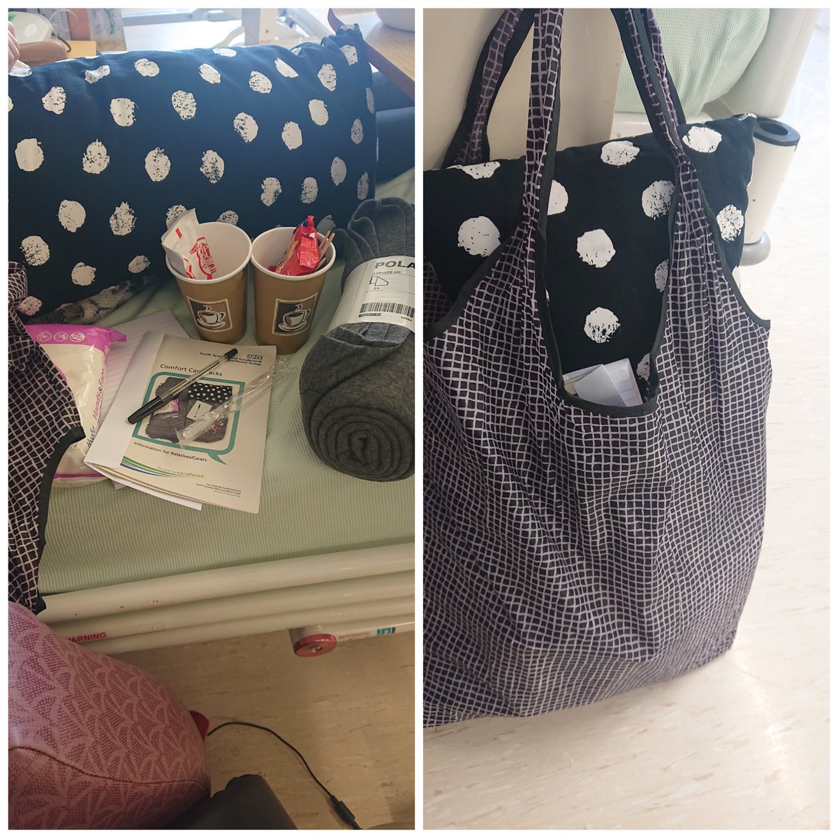kell_14a's tweet photo. Massive well done to @SunderlandRoyal @dr_yitkagraham  over night bag for visitors who are staying over to help care for there loved one's. We'll done ward F61 👏 @JeanCrone @QeDementia https://t.co/AxFL2Shelu
