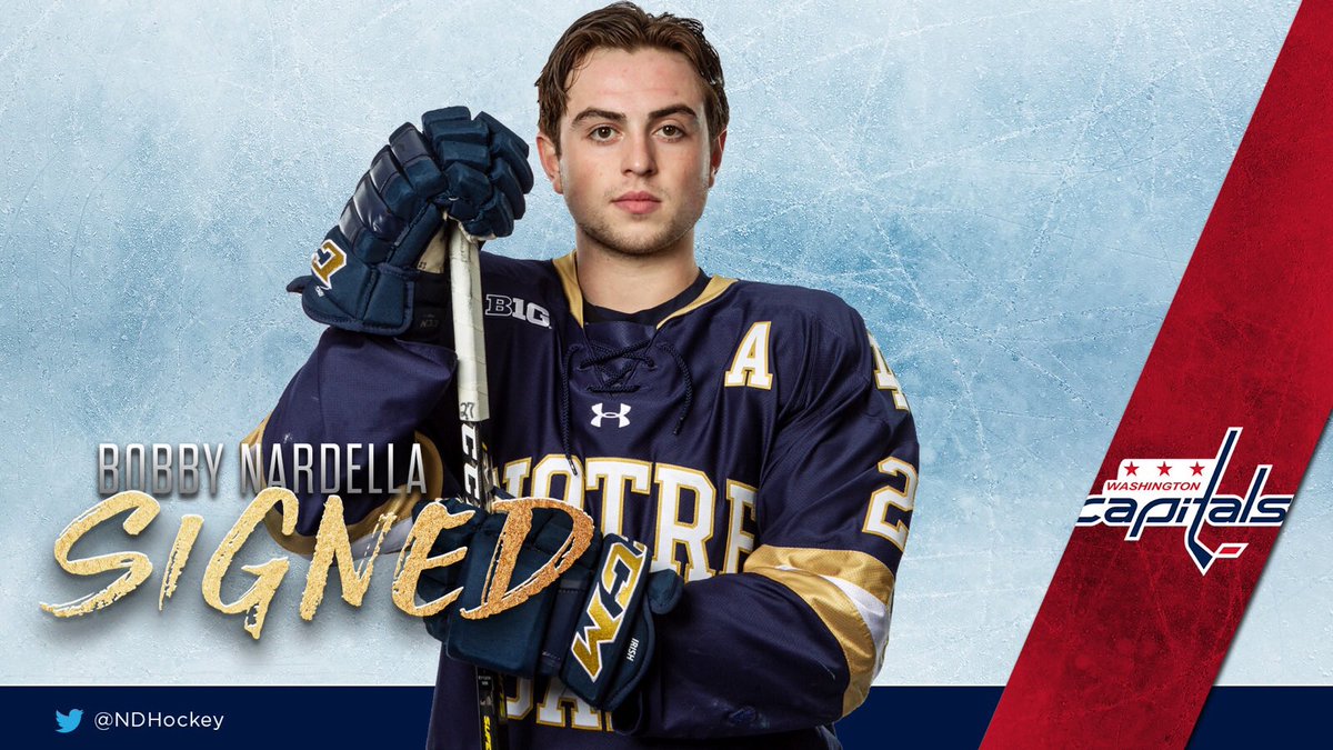 NDHockey's tweet photo. 🖋 Congrats to Bobby Nardella, who has signed a two-year entry-level contract with the @Capitals! 

#GoIrish | #ALLCAPS https://t.co/zB2iatwyeN