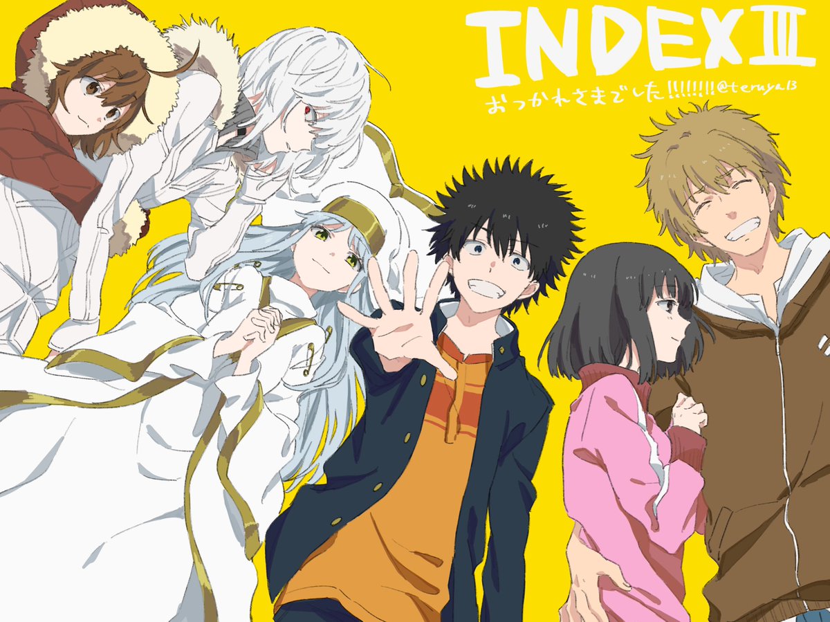 accelerator (toaru majutsu no index) ,index (toaru majutsu no index) ,kamijou touma multiple girls multiple boys black hair jacket school uniform gakuran smile  illustration images