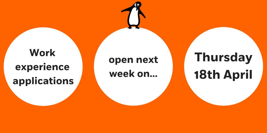 Ready to dive into a new career this summer? Applications for work experience at Penguin Random House open at 9am on 18th April. Save the date.