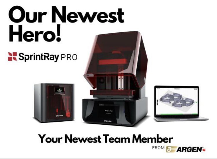 ArgenCanada's tweet photo. April 5th, 2019 Argen Canada announced our partnership with SprintRay 3D Printers of Los Angeles, California. Introducing the new SprintRay Pro 3D Printer, Engineered for digital dentistry. Pre-Order now! https://t.co/nc35N3H0yE