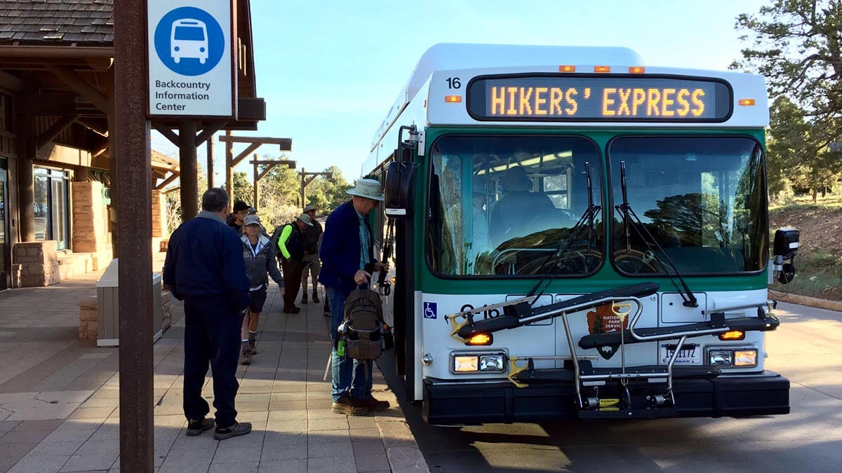 During the month of May, the early morning Hiker's Express shuttle will leave the village for South Kaibab Trailhead at 5, 6 and 7 am. Details > go.nps.gov/X (383)