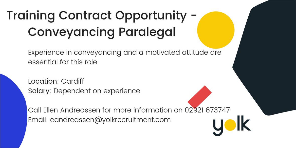 EllenYolkLegal's tweet photo. Excellent opportunity to join a progressive firm who are focused on nurturing and supporting talent from within. Get in touch for more information! https://t.co/QS1otIwnrN