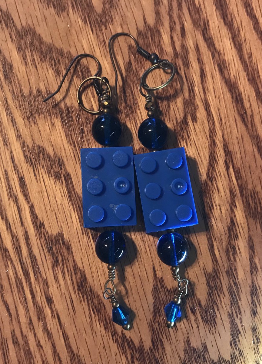 Blue Lego Drop Earrings tuppu.net/cd29315a #Etsy #DEspirit #CasualEarring