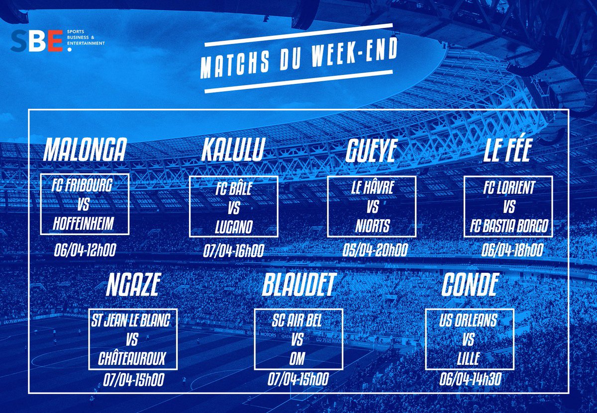 sbemanagement's tweet photo. #MatchDuWeekend 📆 ⚽️ 🇫🇷 Au programme ce week-end 🔥 pour les joueurs de la team #SBEFrance 👥 Beaucoup de matchs à beaucoup d'endroits différents 🌍, mais nous suivrons tout cela avec attention ! 👀 🏟 💯
•
•
#sbemanagement #teamsbe #strongertogether #france #matchday https://t.co/rcawhsvZ3m