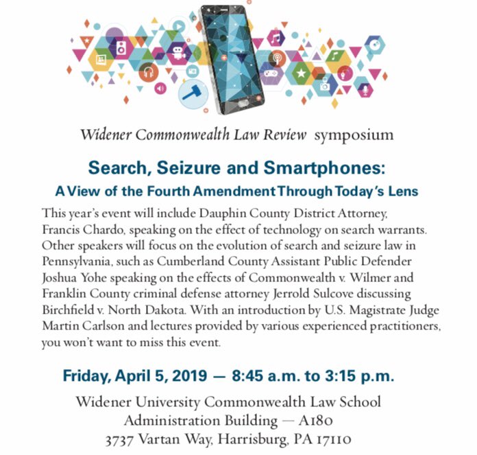 WidenerJournal's tweet photo. Today is Symposium Day! #SearchSeizureAndSmartphones https://t.co/9JO9UHAVge