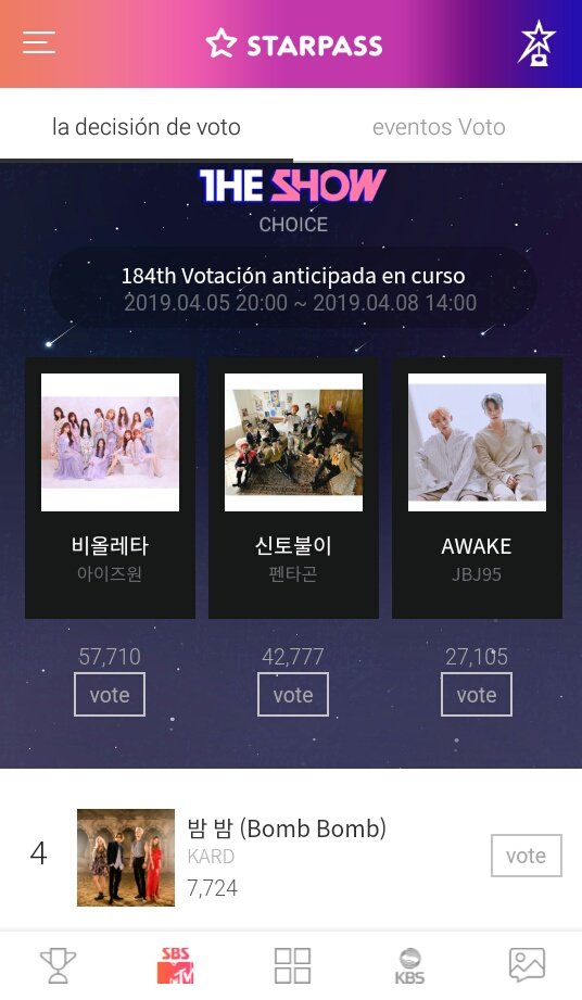MagicalQueenOT5's tweet image. People voten por #KARD !!!! 

#Bomb_Bomb #KARD_밤밤_Bomb_Bomb #Starpass #TheShow 
Merecen su primer WIN 😭💪💪💪