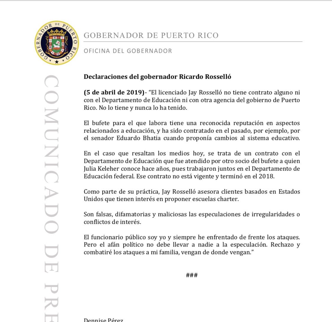 ricardorossello's tweet photo. Comparto mis declaraciones sobre falsas imputaciones en contratación en el Departamento de Educación https://t.co/OmfIG7Eoq3
