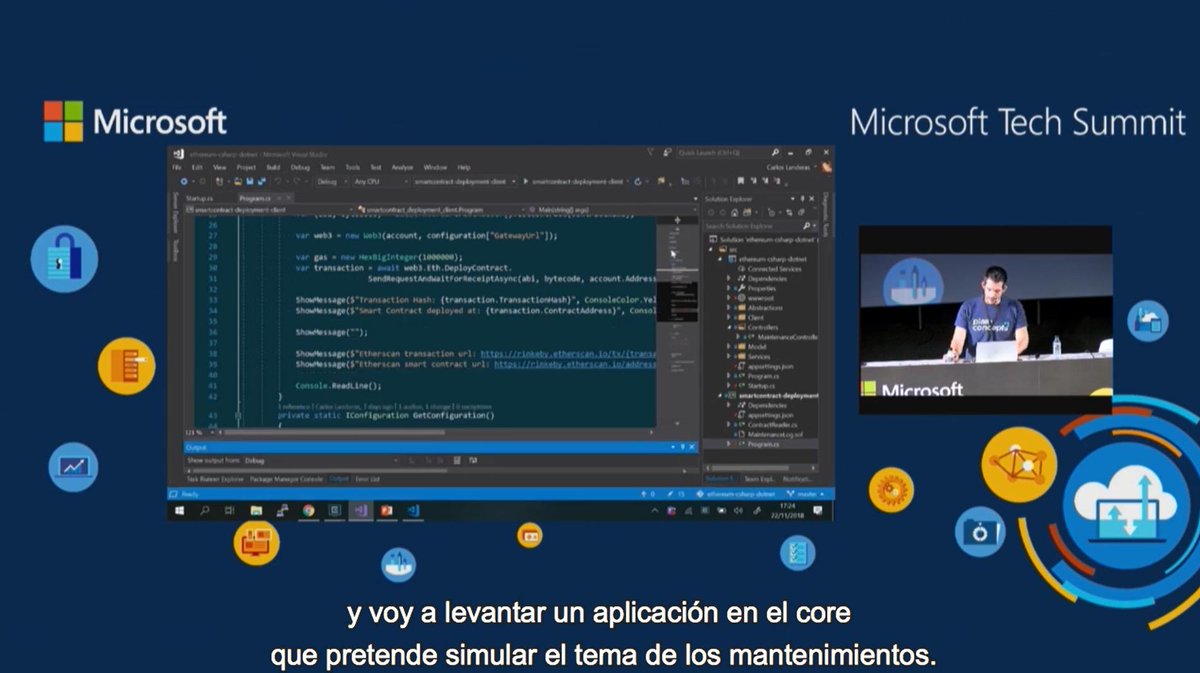 MS_Empresas's tweet photo. Blockchain Workbench es una plantilla que recopila y utiliza muchos servicios y capacidades de #Azure para que podamos implementar aplicaciones #Blockchain de manera sencilla en nuestra empresa.
@Carlos_Lande #MSTechSummit. ▶ https://t.co/533HCyRdsp https://t.co/jOF1qPJKQa
