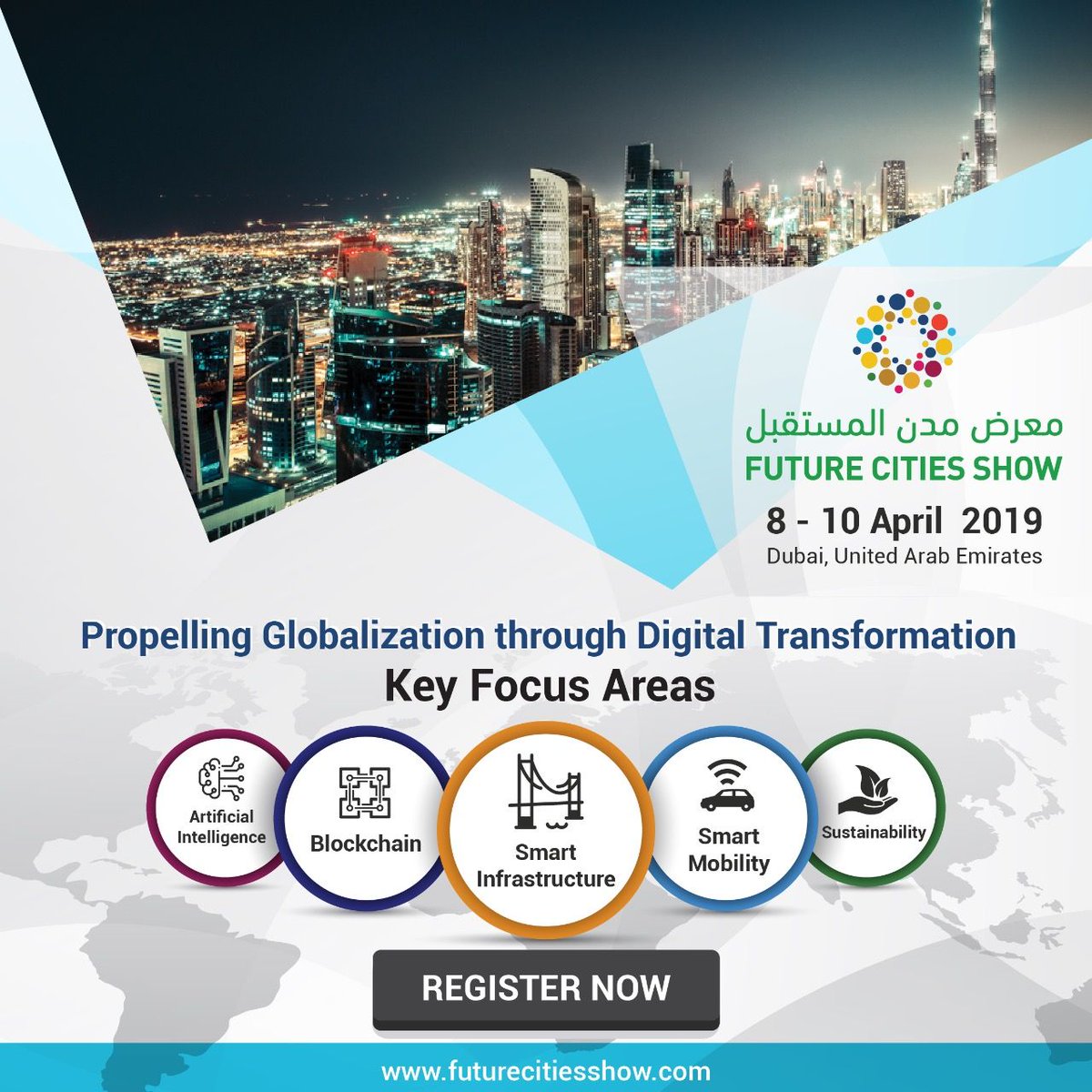 ioteventshub's tweet photo. #FutureCitiesShow 2019 creates an unmatched platform for stakeholders to learn, share ideas and form a wider network. Join them on 8-10 April at the Dubai World Trade Centre https://t.co/HSnG05gGC5 #technology #digitaltransformation #FCS2019 @FCS_Show https://t.co/yUhipMG2yv