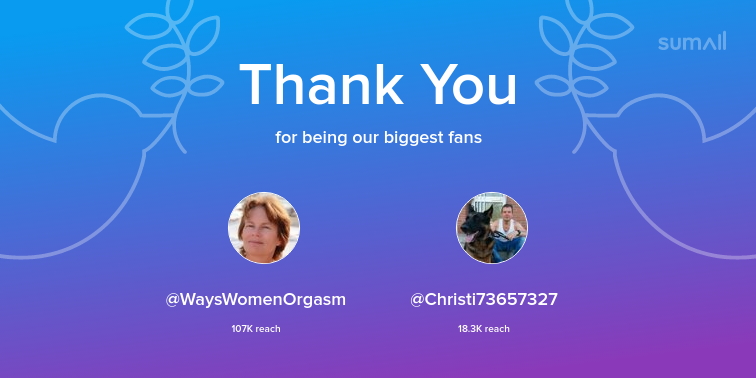 sexedtips's tweet photo. Our biggest fans this week: @WaysWomenOrgasm, @Christi73657327. Thank you! via https://t.co/1bUcMHU7yR https://t.co/S1nJxVfxLC