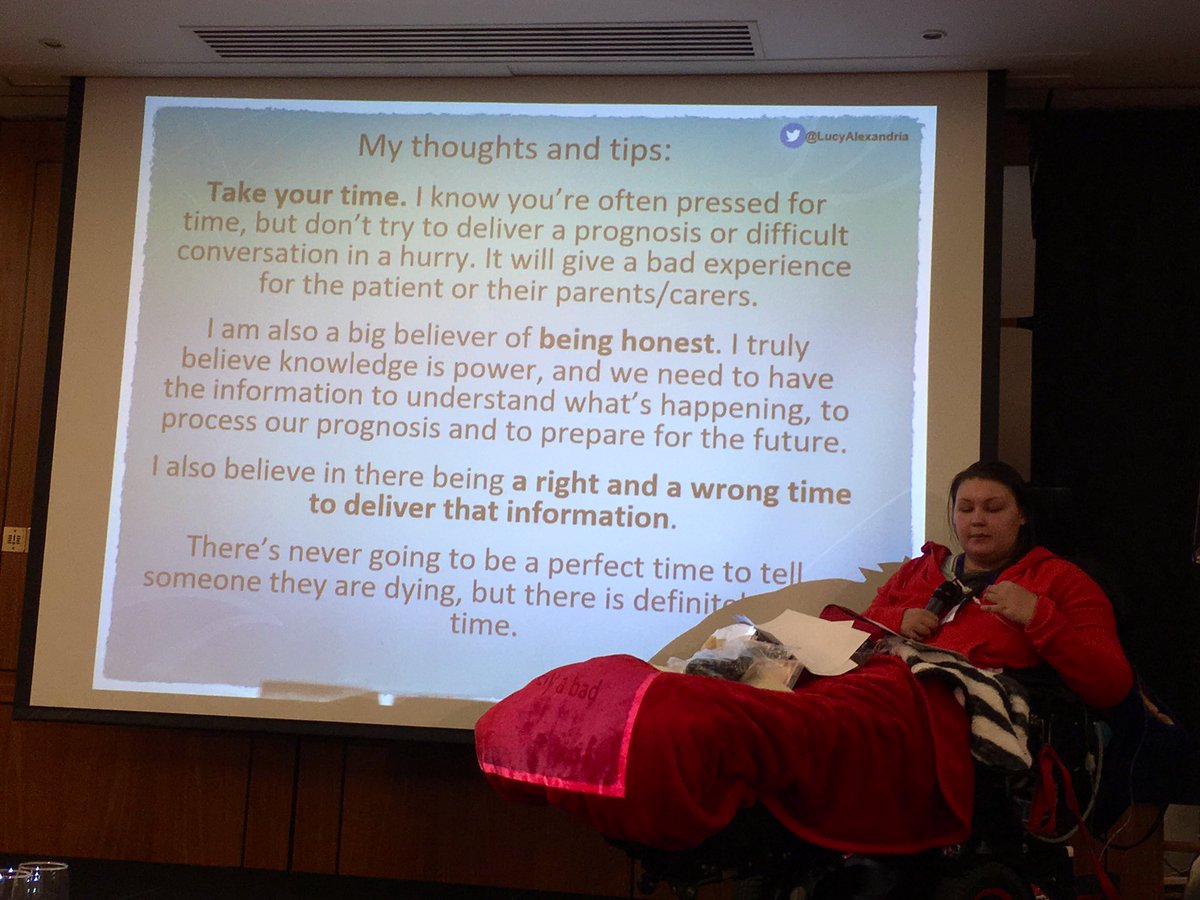 GeriSoc's tweet photo. End of life discussion tips from @LucyAlexandria include take your time, be honest and choose the right time #GSFconf19 https://t.co/WLFQZfu3ZK