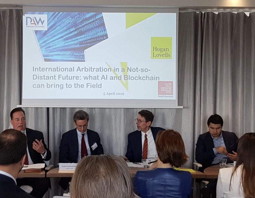 HECParisLaw's tweet image. Prof David Restrepo @davidamariles today @Arbitrationweek #PAW2019 @HoganLovells “We are far from the #robotarbitrator but #AI is not off sight. #Machinelearning and #NLP in #litigation &amp;amp; #arbitration are tested in @HECParis #smartlaw project with positive results” @HECKnowledge