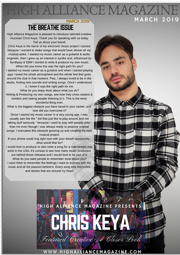 RealChrisKeya's tweet photo. HIGH ALLIANCE MAGAZINE | I just had the pleasure to be interviewed and featured on @highalliancemagazine!

We talked about my musical career, my future plans &amp; much more.

Take a look at it on : https://t.co/mdJSxOK5t7 

#cyberpunk #synthwave #interview #feature https://t.co/qK8hPinwqD