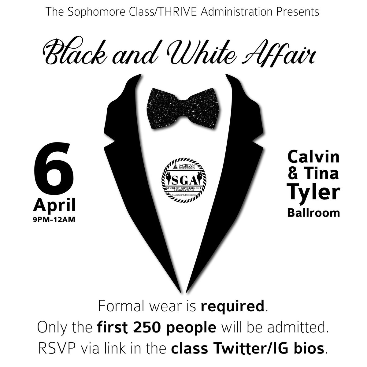 morganstate2021's tweet photo. Introducing the Black &amp; White Affair 💃🏻Join us for a beautiful FREE Night this Saturday! 🐻 Dinner is provided! RSVP in our bio! https://t.co/PjvkwGeB0m