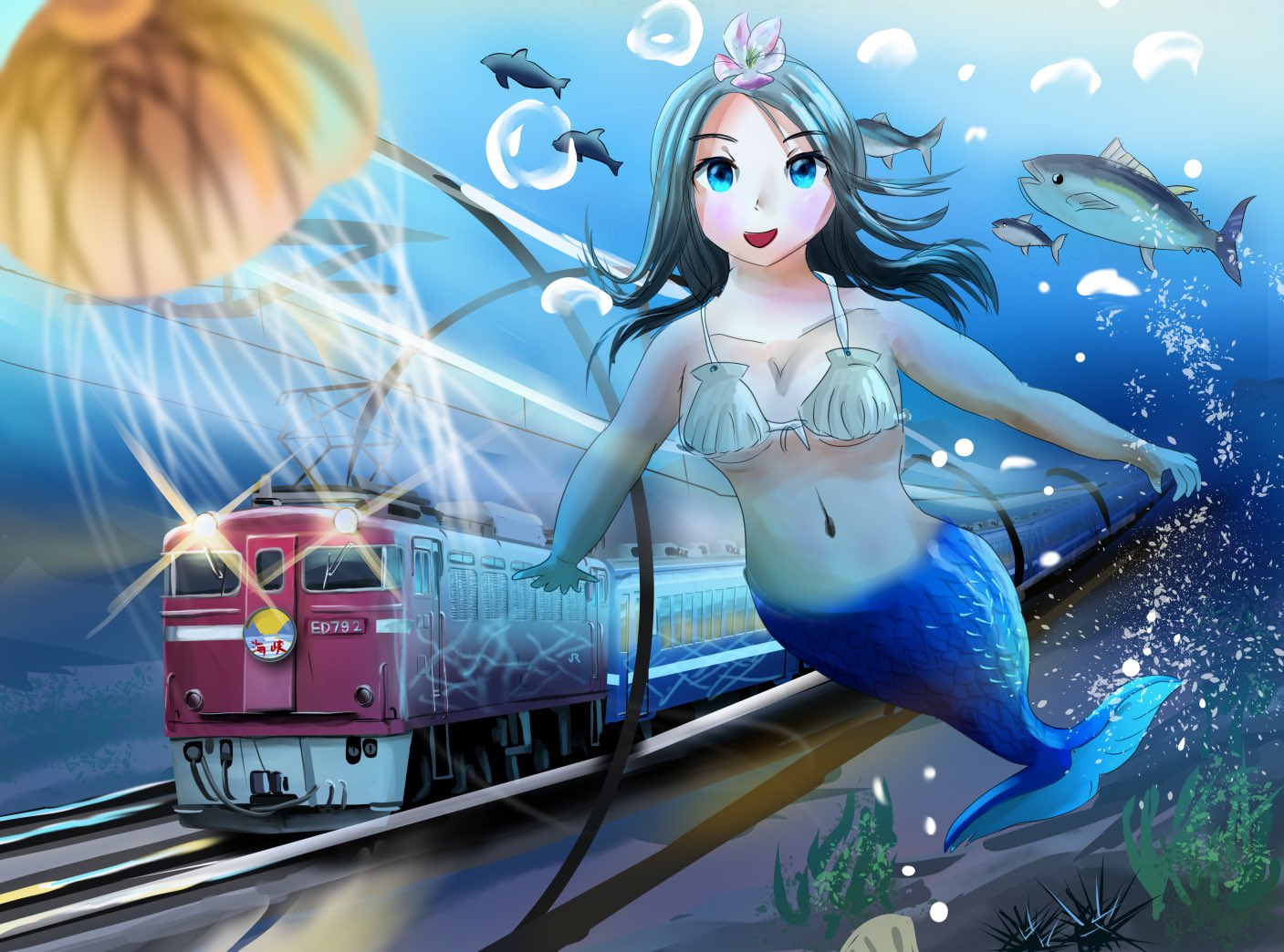 ほし 旅イラスト 水中写真 Ar Twitter 青森の人魚です りんごの花を髪飾りに ブラは勿論ほたて 絵描きさんと繋がりたい イラスト好きな人と繋がりたい イラスト基地 津軽海峡 T Co V7pv7og9qw Twitter