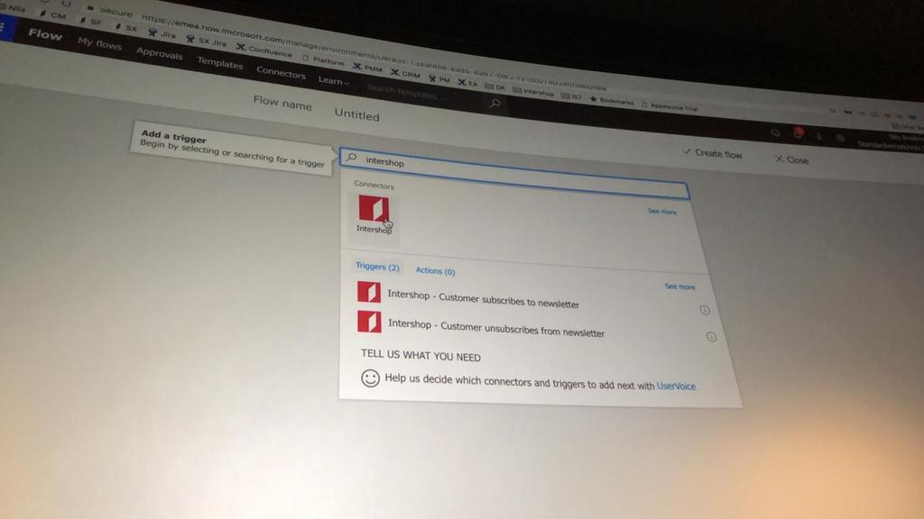 intershop's tweet photo. Neat: @Mailchimp Integration with @Intershop via @MicrosoftFlow done in 1 minute. (Live at #codetalkscommerce by @NilsBreitmann) https://t.co/k3SNugR7QB