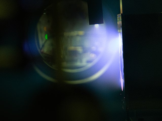 Riverside Research performs Hall-effect thruster experiments to investigate more efficient uses of plasma in propulsion. Learn more: bit.ly/2Vm6GK9 #plasmaphysics #space #research #hallthruster