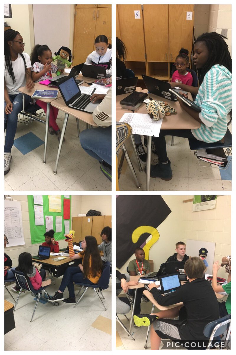 mia_harmon's tweet photo. 7th grade ELA Ss @MILA_Bears working w/1st grade Ss reviewing #cmslit standards w/puppets. #msnimmonsrocks @cms_pdl #cmspdl @CMSLit @NLCCMS https://t.co/Lf6QtdPWiK