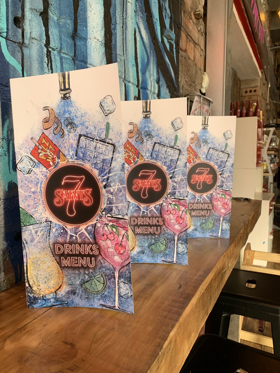 7saintstweets's tweet photo. We’re really spoiling you guys this week🤭 Our brand new DRINKS MENU is launching today🥳🤪 A mix of 7 Saints classics, sweetie shop, mojitos, retro, frozen and a selection of smashing wines🙌🏻🍹 £4 cocktails awww day🤤 https://t.co/kr2B0oPicS
