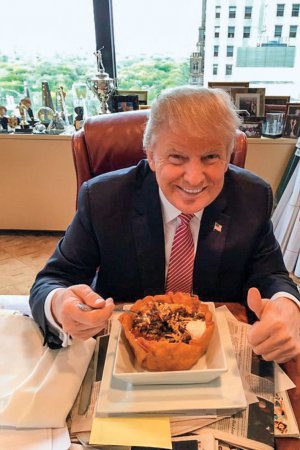 TheGeaster's tweet photo. @acnewsitics @realDonaldTrump Trump changed his mind because he thought he would lose Taco Salad Tuesdays at Trump Tower.

#Dotard https://t.co/ECdFSx9CT8