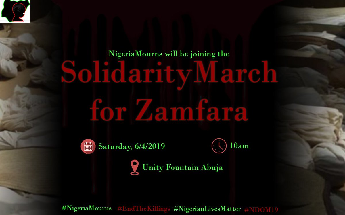NigeriaMourns's tweet photo. The news coming out of Zamfara is disheartening, innocent people get  kidnapped and slaughtered in their homes. This is a sincere call to a march for fellow citizens who have done no wrong, yet are being maimed in their villages. #Nigeriamourns #NDOM19 #walkforZamfara https://t.co/eJ30dj0QPN