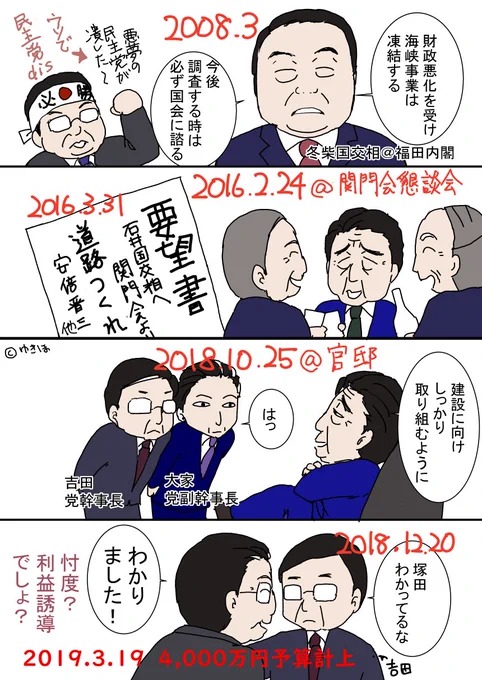 塚田副大臣の「下関北九州道路」の忖度って何?時系列をまとめてみたよ☆
ちなみに本人たちは1コマ目以外の「発言内容」は否定してますが、国会、要望書、首相動静、本人ブログ等から事象は事実と思われます。
#塚田 #政治 #漫画 
