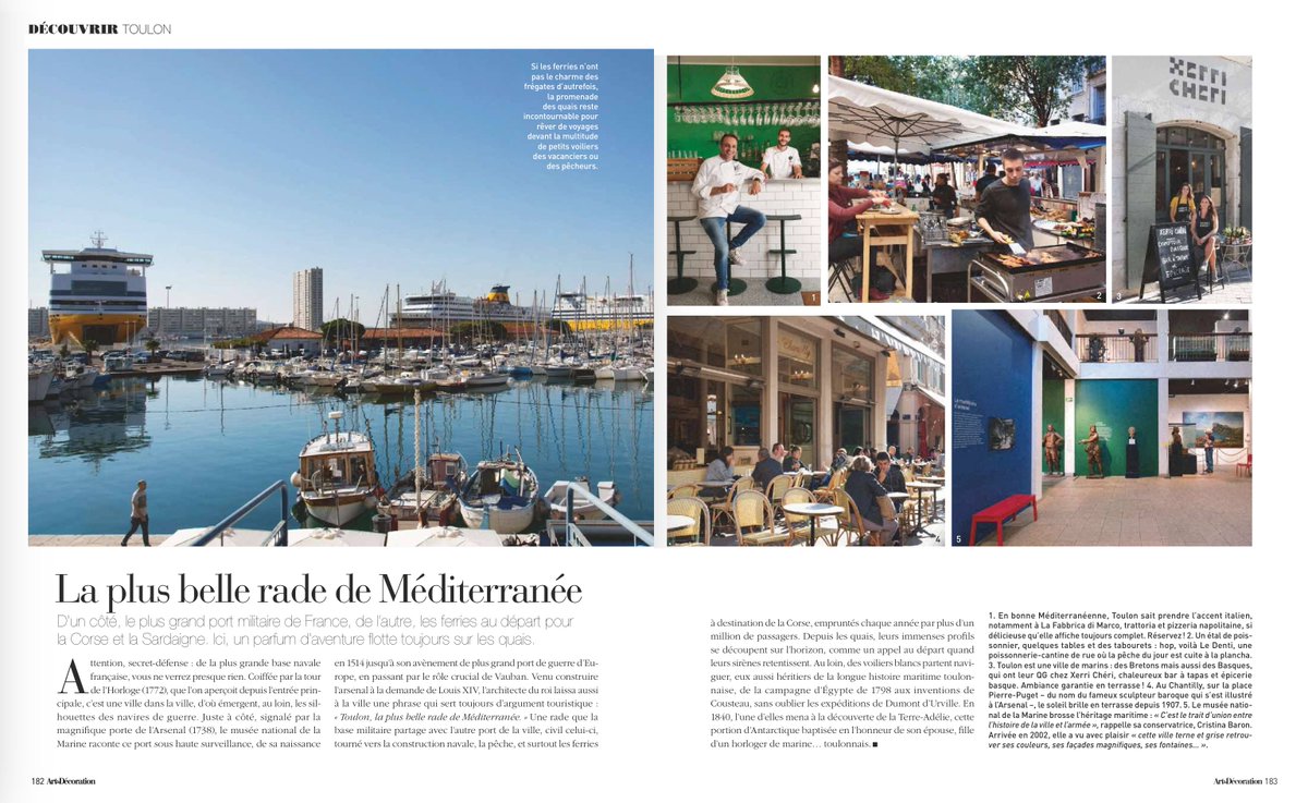 hubertfalco's tweet photo. ➡️ #Toulon à la une du magazine #ArtEtDécoration
Le mensuel national Art &amp; Décoration met à l'honneur notre belle @VilledeToulon et son renouveau dans un grand format de 14 pages paru dans le numéro d'Avril 2019 du magazine. A découvrir en kiosque dès à présent. https://t.co/cfku7BOmOW