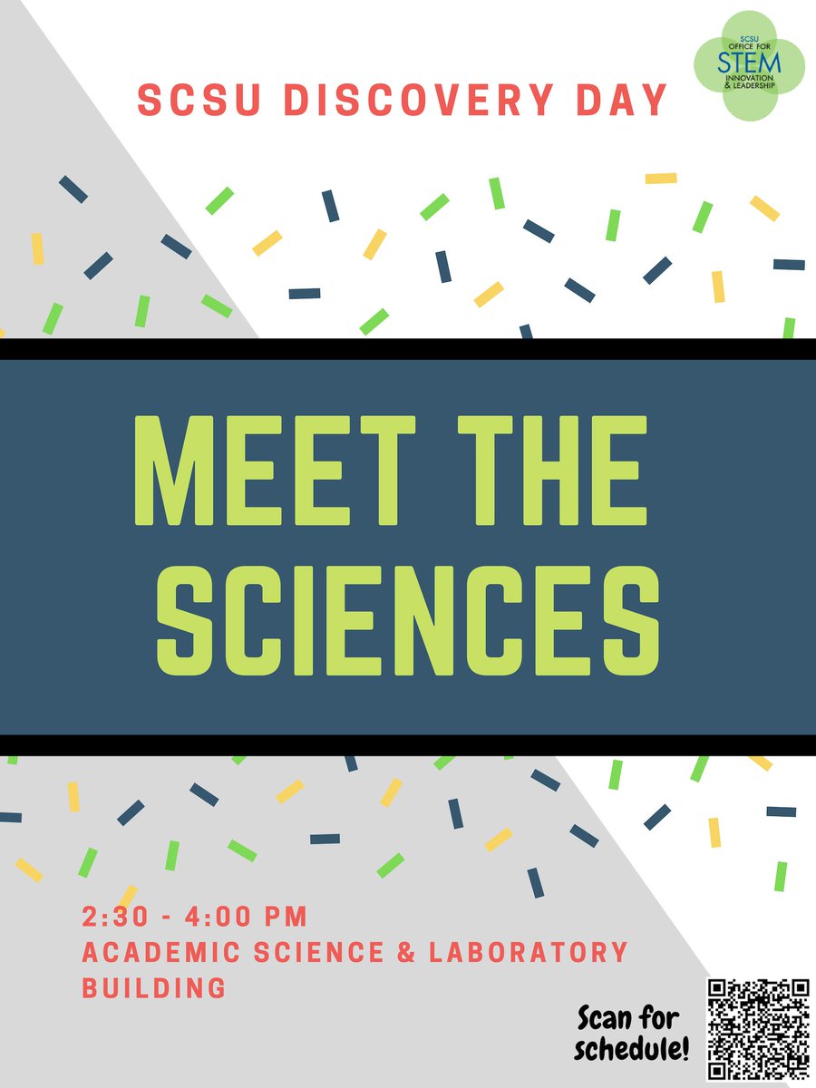 Are you coming to <a href="/SCSU/">Southern Connecticut State University 🦉</a> 's Discovery Day tomorrow? Don't forget to stop by the Academic Science Building &amp; Laboratory to Meet The Sciences! Meet our STEM Dept chairs to learn more abt our STEM majors. The Werth Center &amp; the Astronomy observation room is open too!