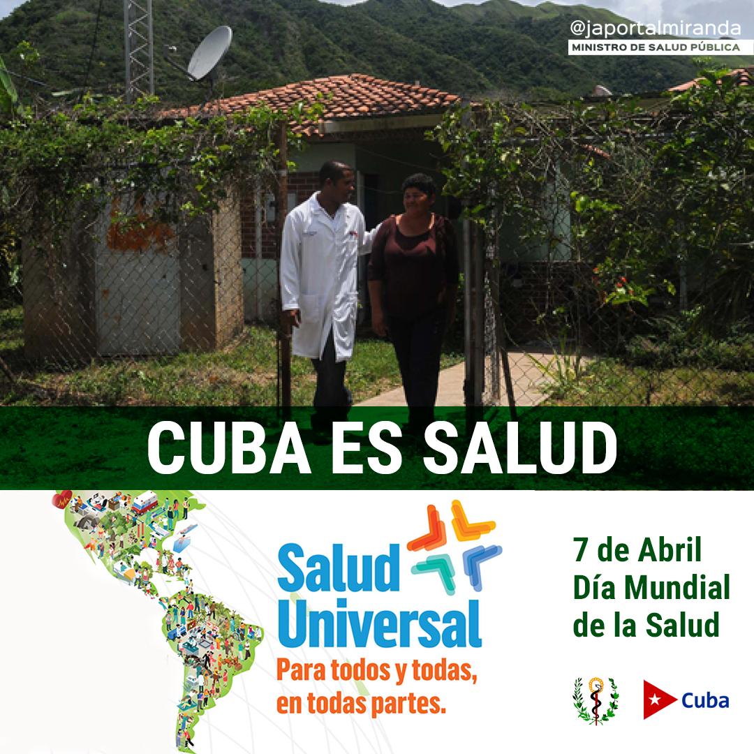 japortalmiranda's tweet photo. #DíaMundialDeLaSalud | #Cuba 🇨🇺reitera su compromiso con la #SaludUniversal. Los servicios de #salud están en cada rincón de nuestra geografía y se perfecciona el Programa del Médico y la Enfermera de la Familia, pilar fundamental de la #APS. #CubaEsSalud #SaludParaTodos https://t.co/54Y8k2iEQ3