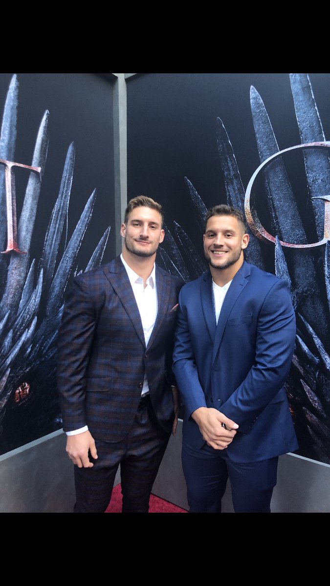Nick Bosa (@nbsmallerbear) on Twitter photo 2019-04-05 14:11:35 Repping House Strahan at the @gameofthrones premier tonight. Shop my @MbyMStrahan suit at @jcpenney #RaiseYourGame #ad Repping House Strahan at the @gameofthrones premier tonight. Shop my @MbyMStrahan suit at @jcpenney #RaiseYourGame #ad