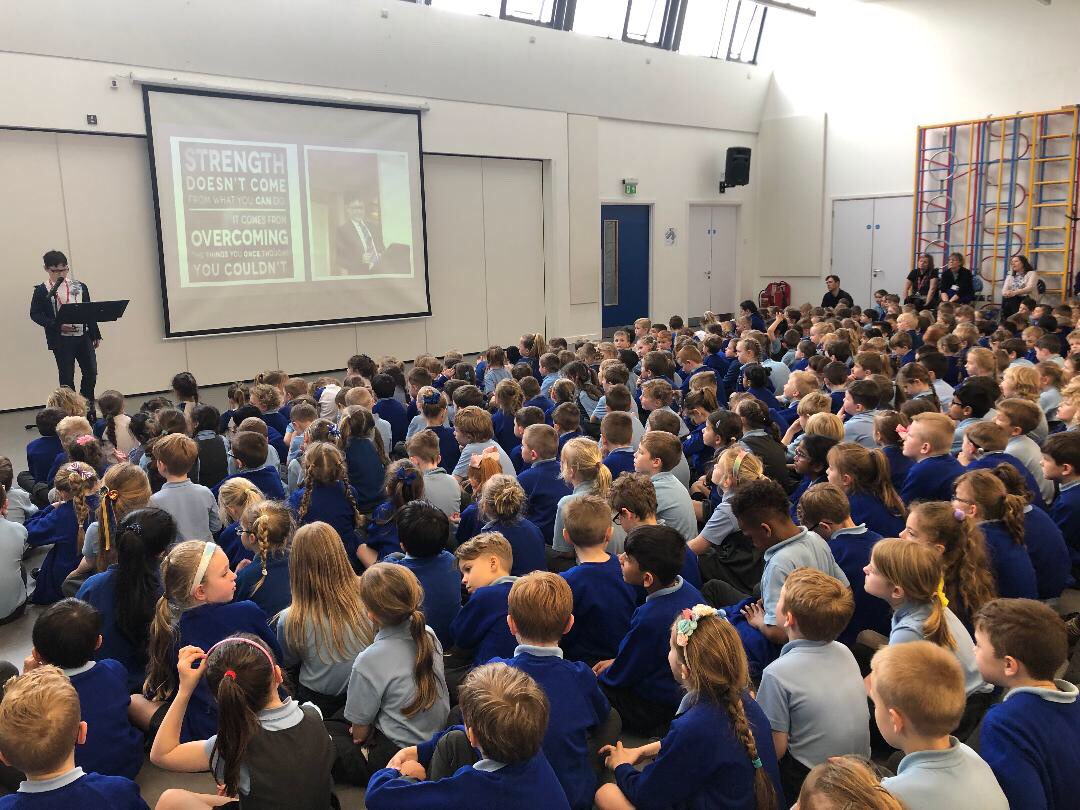 jeanfitzpatrick's tweet photo. Marcus presenting  the end of term assembly “Hidden Challenges - What lies within” in front of 600 hundred pupils and staff at Barrow Hall School Amazing once again Marcus... inspiring others with your indomitable style.  #amazingthingshappenwhenyouareNuerodiverse 
❤️❤️💕 https://t.co/458hd3T8eL