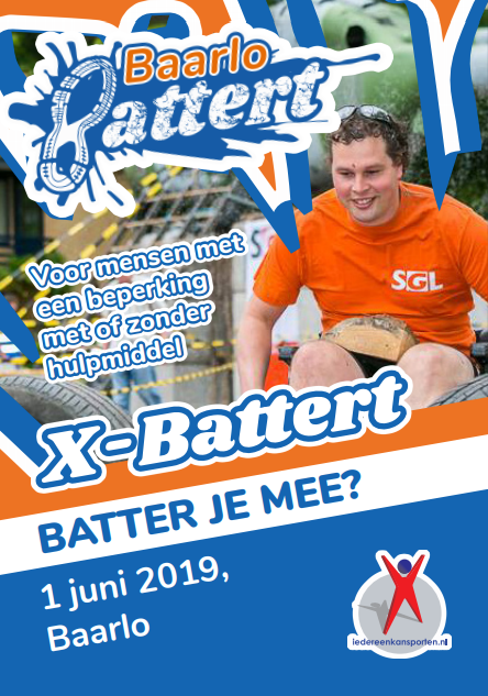 Doe mee aan X-Battert bij @BaarloBattert! Een stoere en laagdrempelige obstakelrun voor mensen met een beperking met of zonder hulpmiddel. Meer informatie vind je op baarlobattert.nl