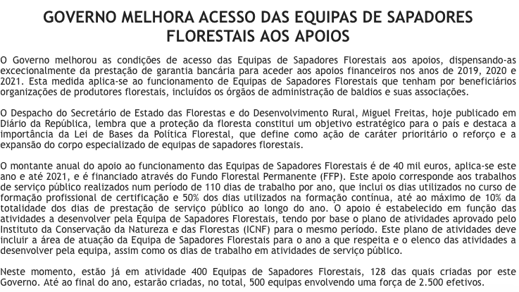 agricultura_pt's tweet photo. Governo melhora acesso das Equipas de Sapadores Florestais aos apoios 

#SapadoresFlorestais #apoios #Governo #MAFDR #SEFDR #fundoflorestalpermanente #ICNF https://t.co/wy2yJZ2SyQ
