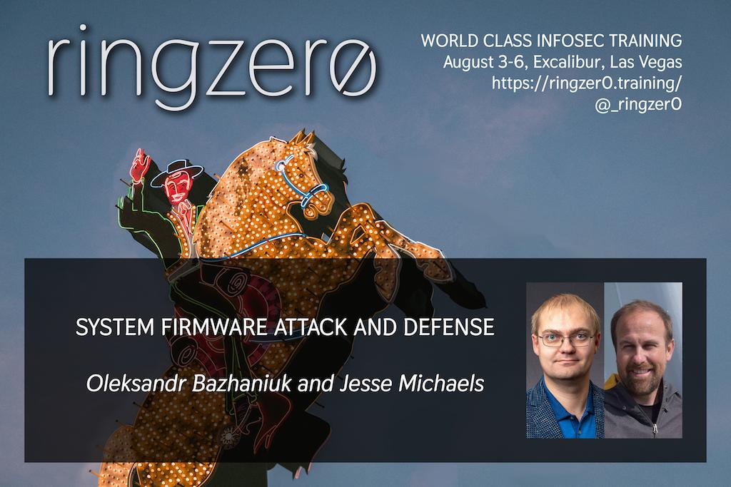 Dig deep into #firmware attack surface: #BIOS,#SMM,#UEFI with <a href="/Eclypsium/">Eclypsium</a>'s @abazhaniuk and <a href="/jessemichael/">Jesse Michael</a> in "SYSTEM FIRMWARE ATTACK AND DEFENSE" training at #Ringzer0. cc <a href="/CHIPSEC/">CHIPSEC</a> <a href="/c7zero/">Yuriy Bulygin</a>

ringzer0.training/system-firmwar…

Early bird pricing until Apr 30! RTs Appreciated!