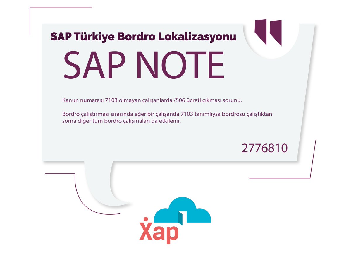 IksapGlobal's tweet photo. Kanun numarası 7103 olmayan çalışanlarda /S06 ücreti çıkması sorunu.
#SapNote #SAP https://t.co/UQjNNilbTx