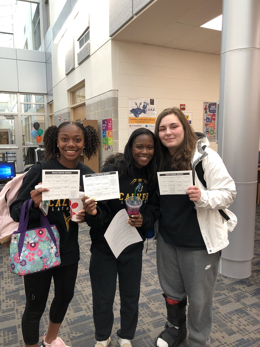ccpsdigital's tweet photo. More excited students leaving the library with their #ReadWokeCCPS bingo card. https://t.co/oodJ9ho3HK