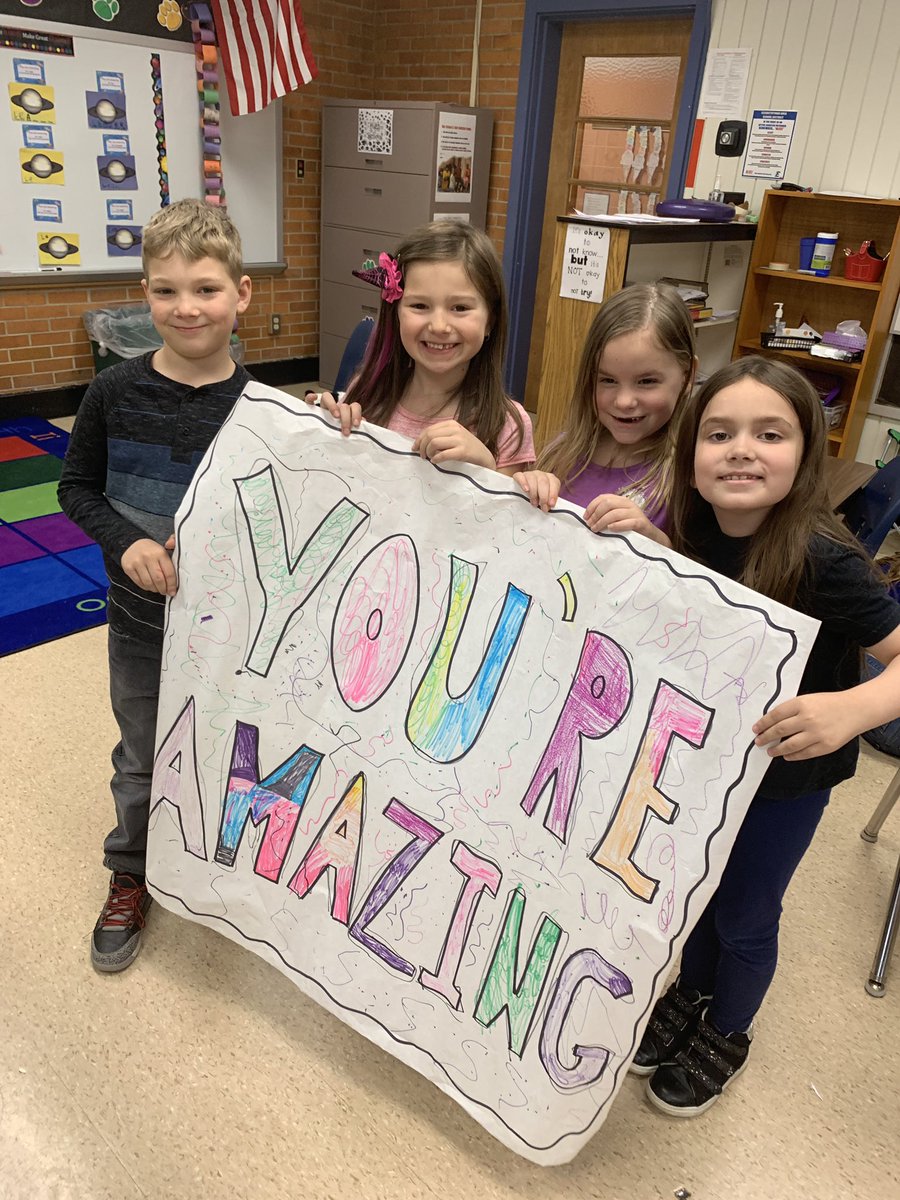 KaraBaxter13's tweet photo. These 1st graders were so excited to decorate inspirational posters for Mill Road 3rd graders in anticipation of the PSSAs!! #actsofkindness #cubsclass https://t.co/Suppr3VZfz