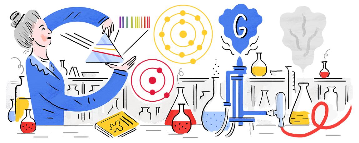 Google Doodle showing Hedwig Kohn and her lab illustrated