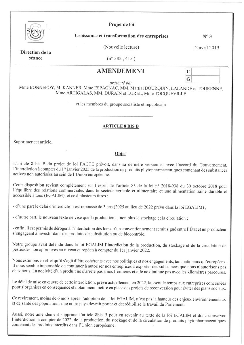 bonnefoy_n's tweet photo. Interdiction des produits phytopharmaceutiques non autorisés : mettons fin à cette hypocrisie !
#PJLpacte #amendement #pesticides #interdiction #senat https://t.co/Fbofs7Fl8Y