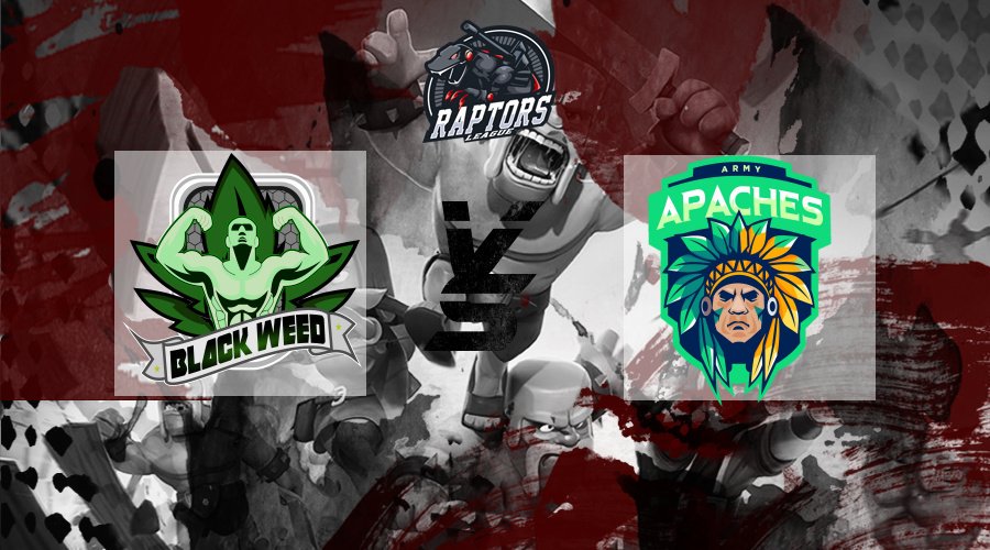 🔥Raptors League🔥
Grupo Á 

Ambos equipos en la parte baja estarán luchando por su estancia en el torneo en la próxima Ediccion🔥
<a href="/ApachesArmy/">Apaches Army</a>  vs @BlackWeed_CL