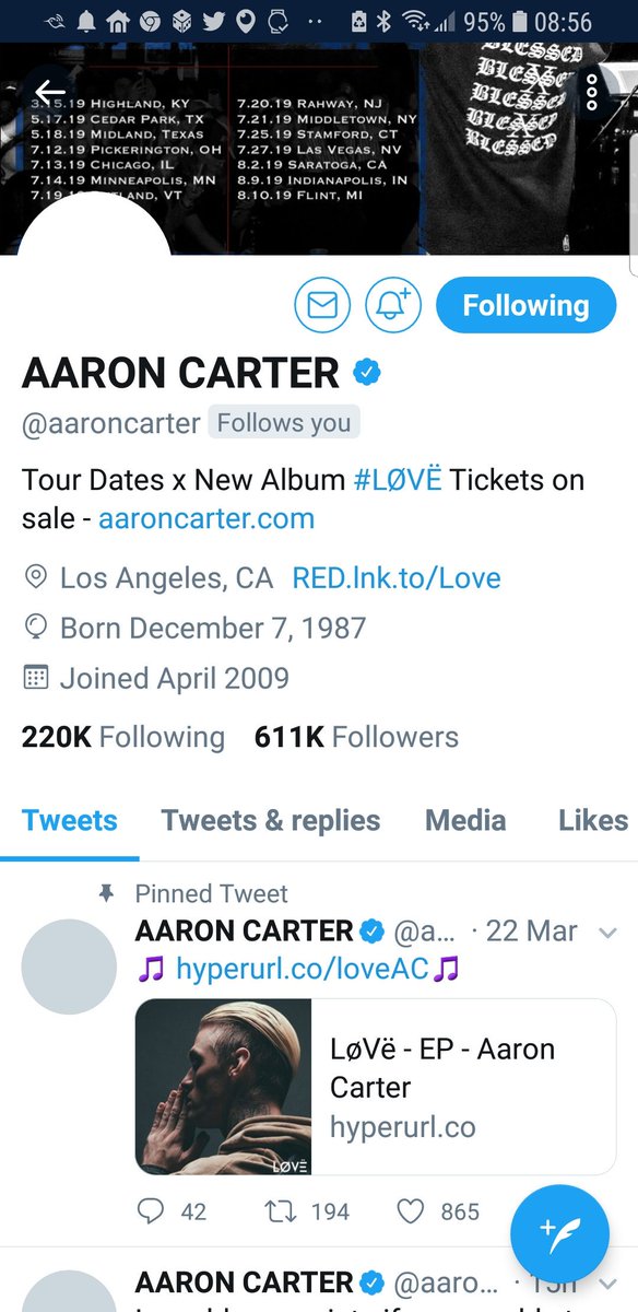 luvkat777's tweet photo. @aaroncarter I just became the happiest girl on Twitter!! #Hefollowedme. :) https://t.co/YmTRBAVJQu
