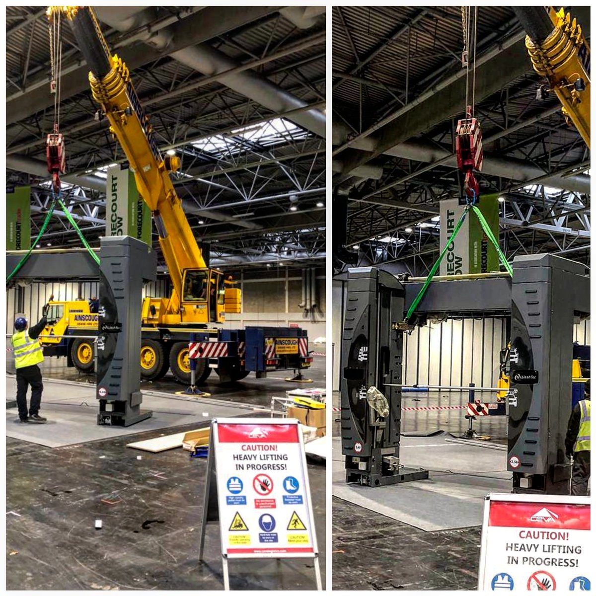 CEVAshowfreight's tweet photo. Another busy morning as our expert heavy lift department successfully completed the lift and positioning of this 2500kg exhibit at #FORECOURT2019 #NCS2019 #FS&amp;D @thenec @NCSevent
@FarmShop_Deli @forecourtshow
#preciseplanning
#riskassessment
#skilled
#heavylift #technicallift https://t.co/2VJpAJMfSt