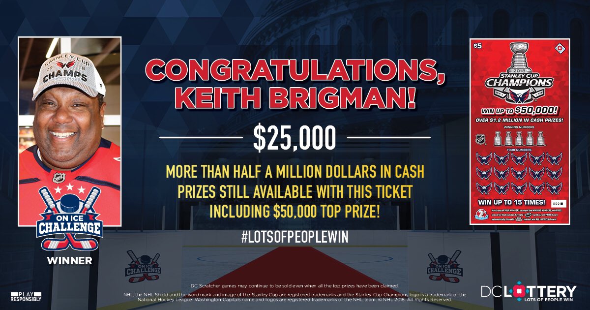 DCLottery's tweet photo. Last night Keith Brigman won $25,000 in our #OnIceChallenge at Capital One Arena at the @capitals game against Montreal!!!!! #CapItOffWithAWin https://t.co/1utgbTozLw