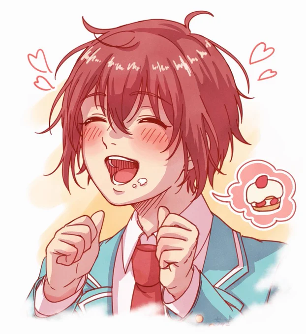 #朱桜司誕生祭2019
#朱桜司生誕祭2019
司くんお誕生日おめでとう～～???!!いっぱいおいしいもの食べてね～?
(パイ投げ三秒前の絵?!) 