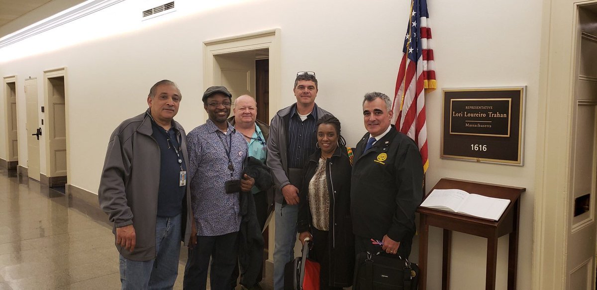 AmtrakCouncil's tweet photo. On @Amtrak Lobby Day, Transport Workers Union (TWU) members met with Congresswoman Lori Trahan (D-MA-3) to preserve Amtrak careers and service #dontfailrail #coldcuts #behumanesavethetrain @TCUnionHQ @unitehere https://t.co/YJUzcCPkG8