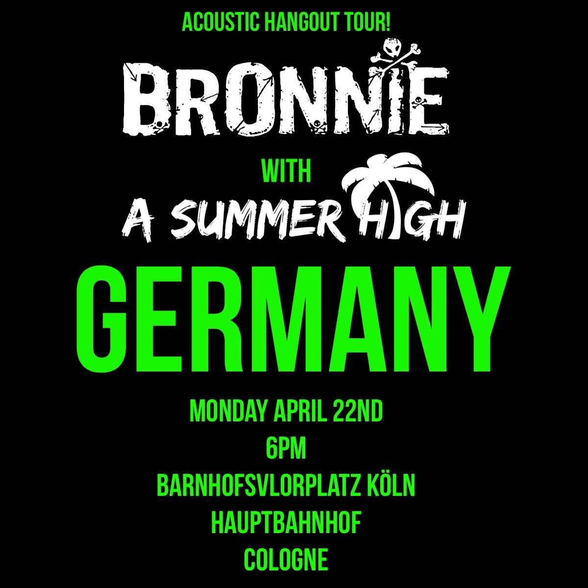 BronnieMusic's tweet photo. COLOGNE! free acoustic set on 22nd april!
see you there!🔥🖤 https://t.co/XyqzG5FLVp