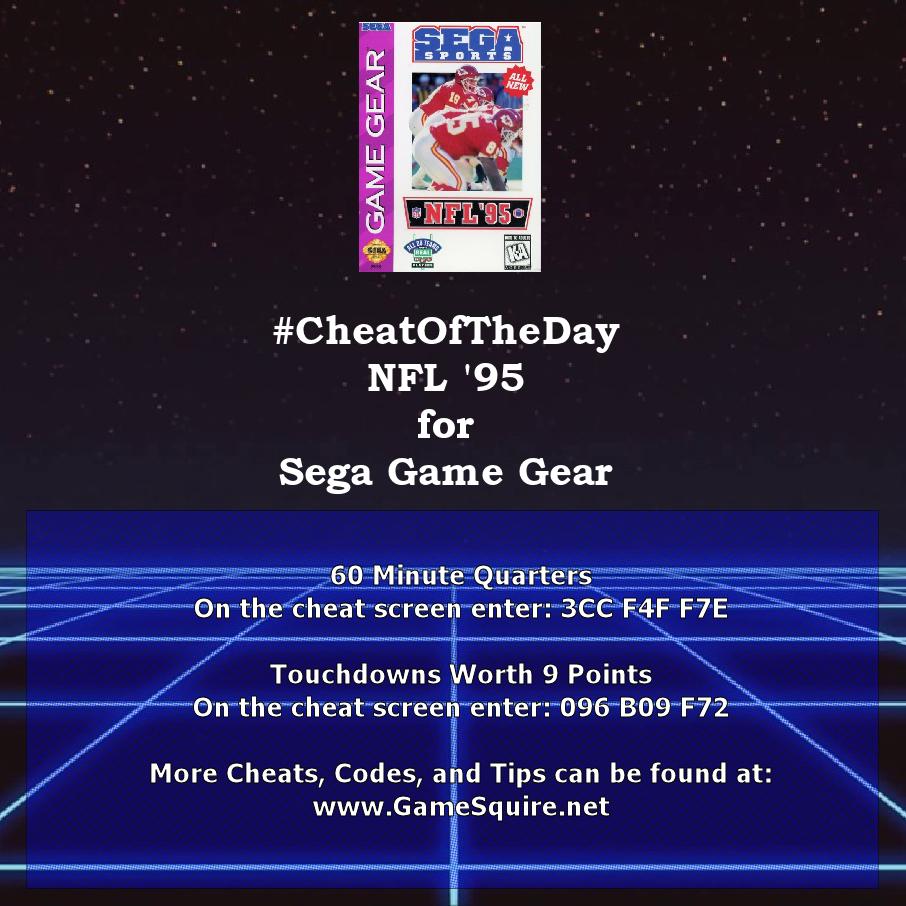 GameSquire's tweet photo. #CheatOfTheDay #NFL95 #60Minute #Quarters &amp; #Touchdowns #Worth #9Points #SegaGameGear https://t.co/PuoUsLKr4A #BlueSkySoftware #SegaSports #Sega #GameGear #InstaRetroGaming #InstaClassicGaming #CanadianGamer #GamingLife #GamersLife #GamerLife #GamersUnite #GamersParadise #Gamers https://t.co/RRUsO5akqC