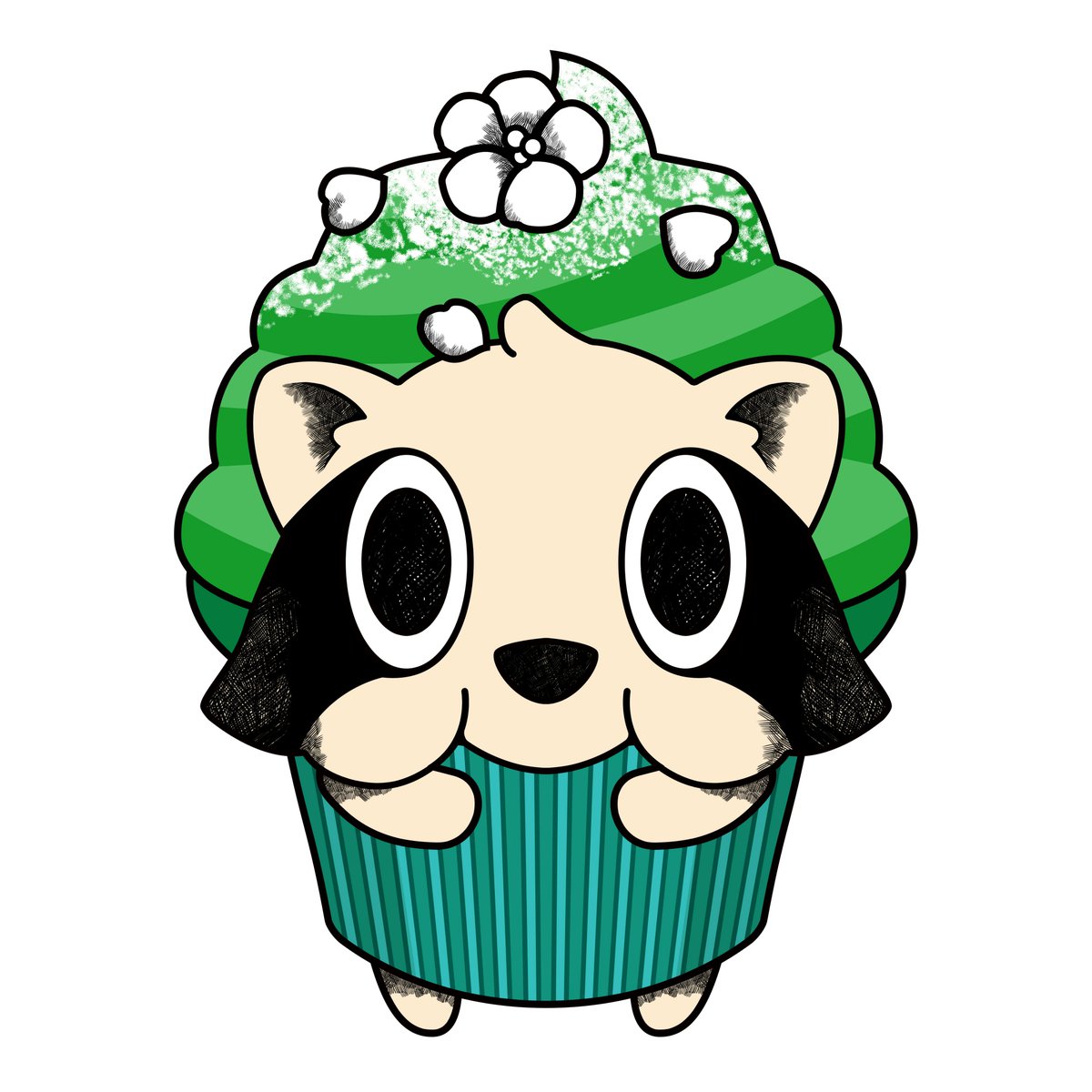 HUSBACOON's tweet photo. Love Green Tea!! (*´ω`*) 💚🌿🍀
We love green, we love green tea! 🍵💚

#GreenTea #Raccoon #Cupcake #HUSBACOON https://t.co/xljcuwEzHy