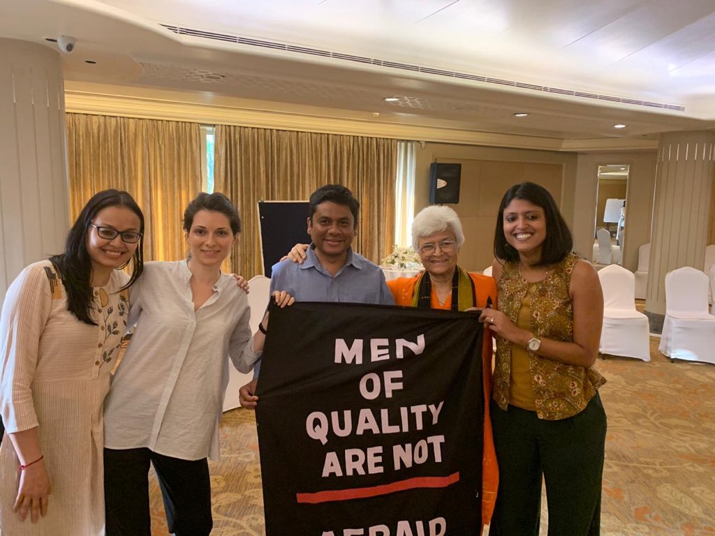 MoiraDawa's tweet photo. Thankful to @UNICEFIndia Representative @DrYasminAHaque &amp; @antaraganguli for the opportunity to meet with a true legend of our times-Ms Kamla Bhasin! Inspired beyond words. Hope we can all be #GenderSensitive &amp; smash patriarchy that comes in the way of #equality for women &amp; men. https://t.co/STMXOHtaLW